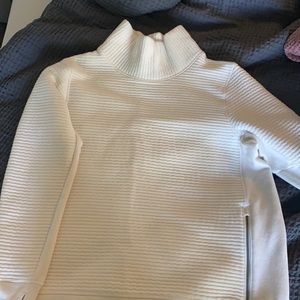 Cowl neck ribbed athletic sweatshirt